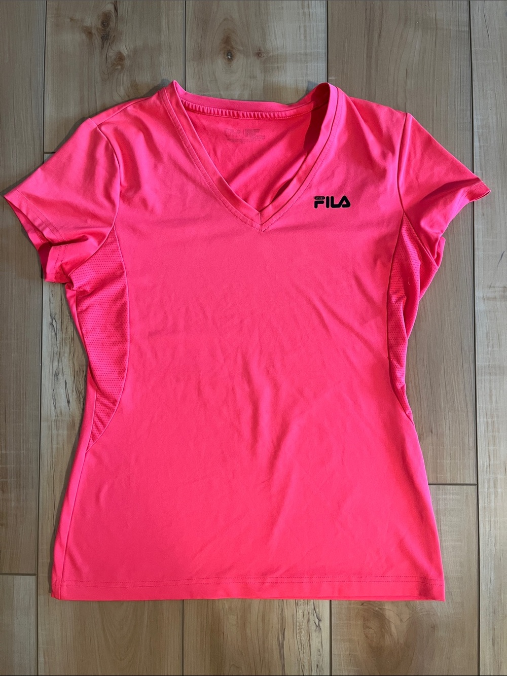 Fila Women's V-Neck Short Sleeve Athletic Top - Neon Pink